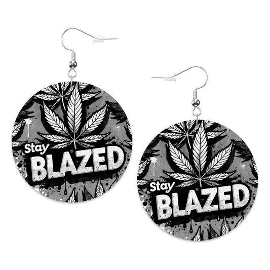 Blazed Leather Round Earrings