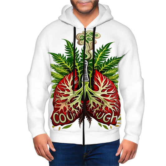 Men's Zip Up Hoodie White Lung