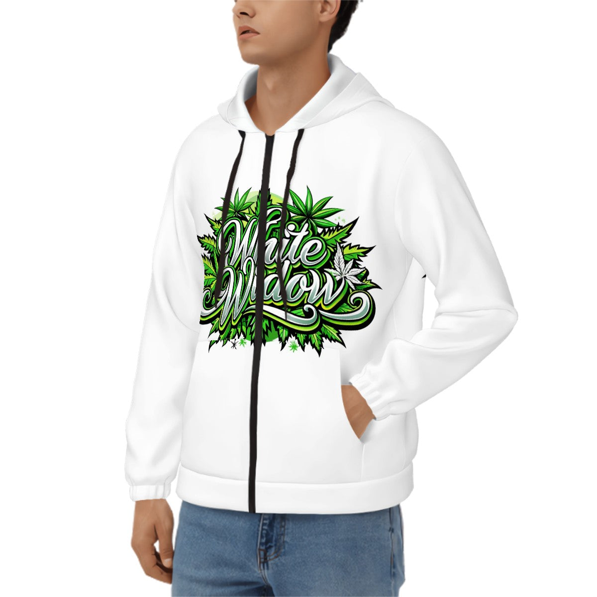 Men's Zip Up Hoodie White Haze