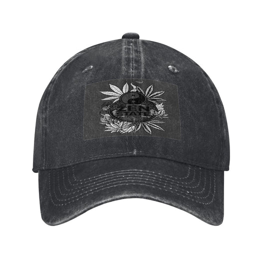 Black Zen Unisex Washed Denim Baseball Cap