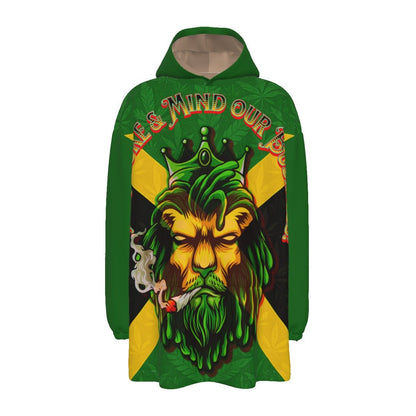 Jamaican Men We Mind Our Business Unisex Sherpa Fleece Hoodie Sweater - Double Layer Warmth With Velvet Interior - Cannabis Creations