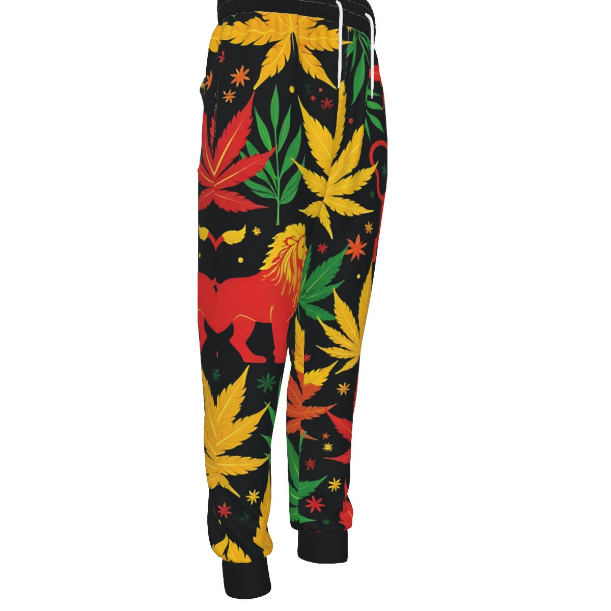 Red Black Cannabis  Men's Sweatpants