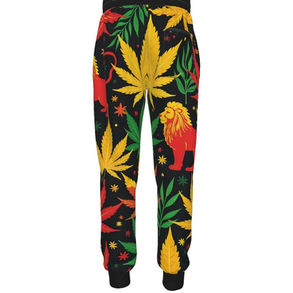 UrbanFlex Red Black Men's Sweatpants - Flattering Fit With Adjustable Drawstring And Anti Wrinkle Scuba Fabric - Cannabis Creations