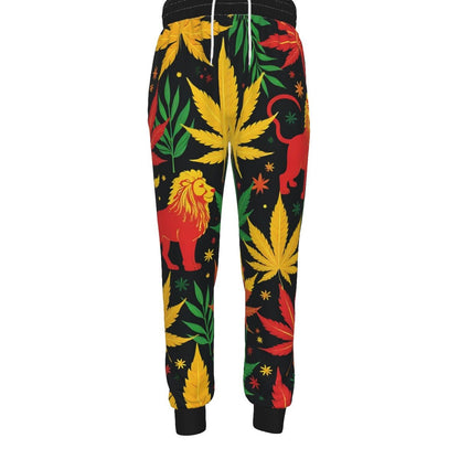 UrbanFlex Red Black Men's Sweatpants - Flattering Fit With Adjustable Drawstring And Anti Wrinkle Scuba Fabric - Cannabis Creations