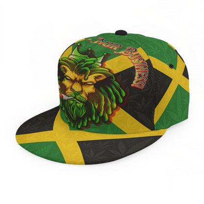 Jamaica We Mind Our Business Flat Brim Cap - Machine Washable Versatile Polyester Baseball Hat For Everyday Wear - Cannabis Creations