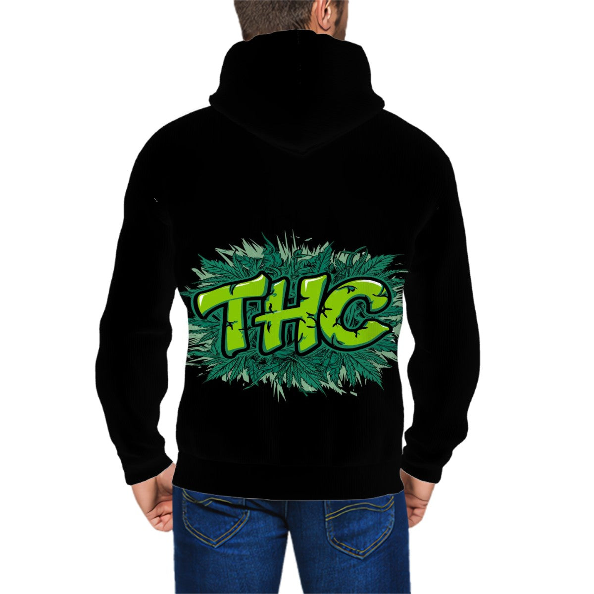 Men's Zip Up Hoodie THC Black