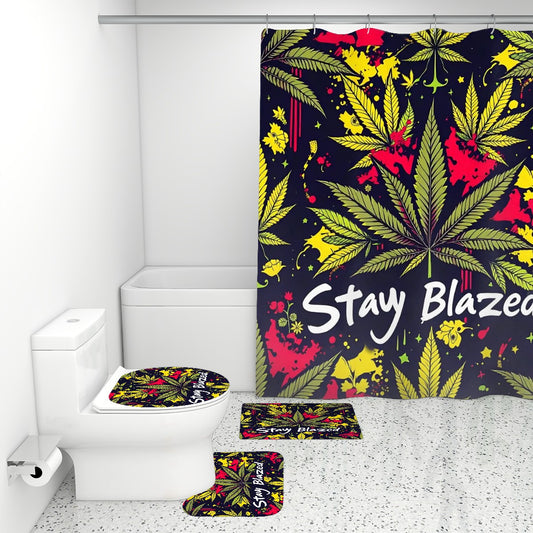 Stay Blazed Bathroom Rugs Set with Shower Curtain 4 pcs