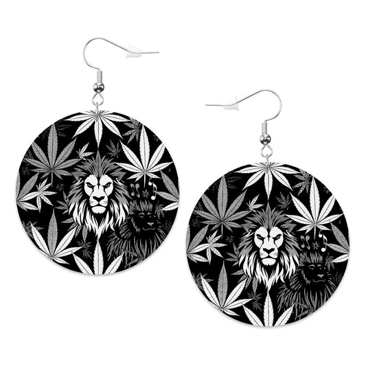 Leather Round Earrings 2 Black and White Zoin
