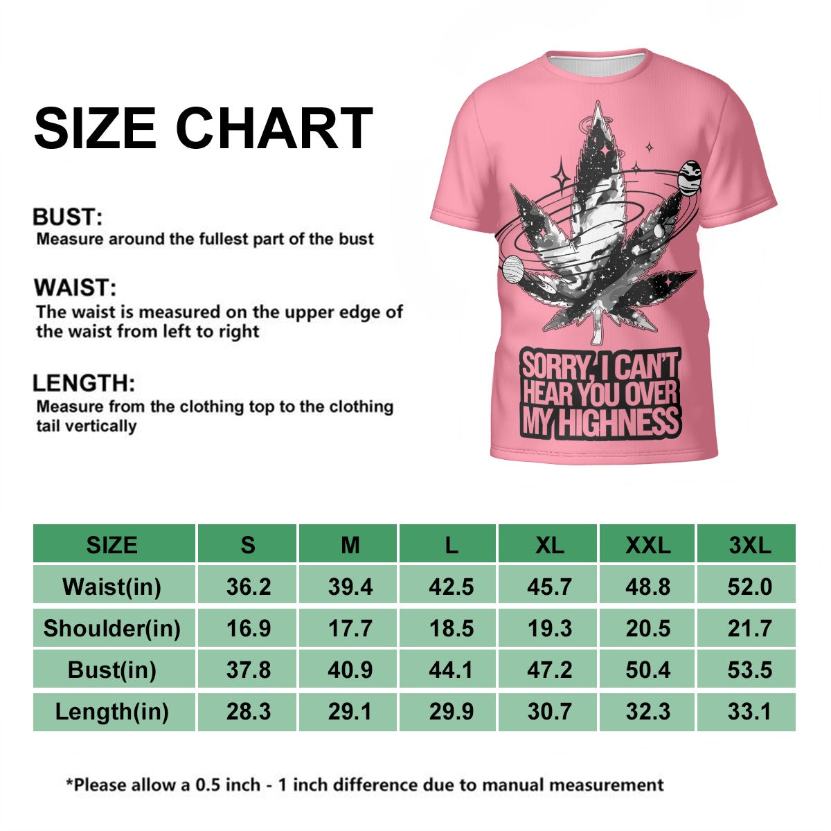 Men's Short Sleeve T Shirt Pink Sorry I Can't Hear you