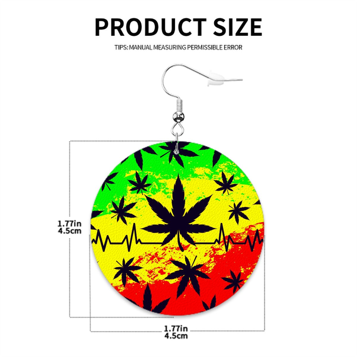 Red, Yellow, Green Leather Round Earrings