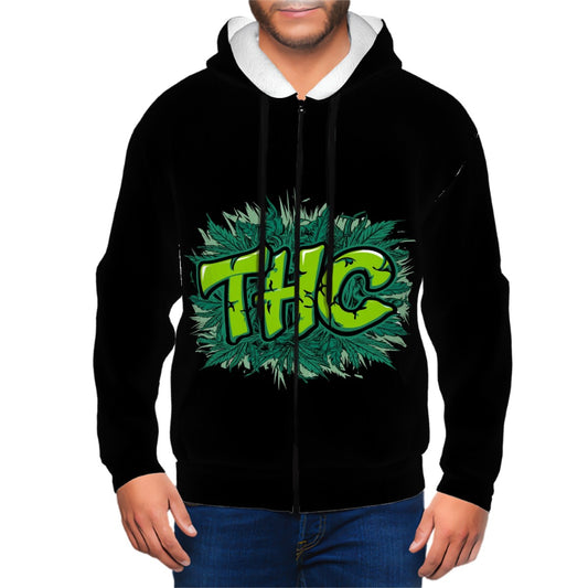 Men's Zip Up Hoodie THC Black