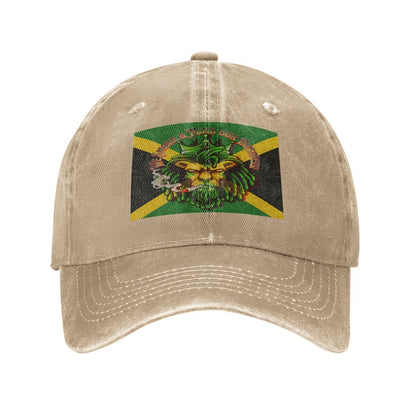 Men Jamaican I Mind My Business Unisex Washed Denim Baseball Cap - Breathable Comfort With Sweatband And Buckle - Cannabis Creations