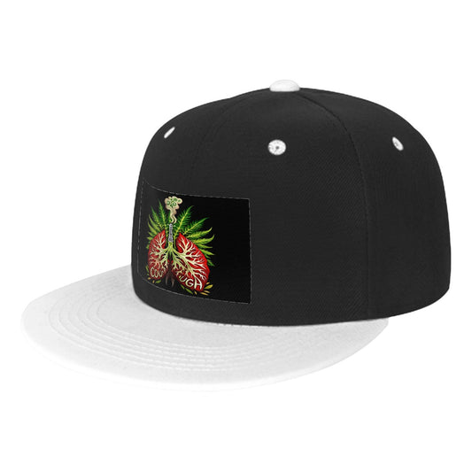 My Lungs Black Flat Bill Hats Hip Hop Style Front Pattern