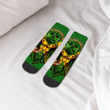 Jamaican Spirit Men We Mind Our Business Tube Socks - Breathable Skin Friendly Elastic Fit With Contrasting Color - Cannabis Creations