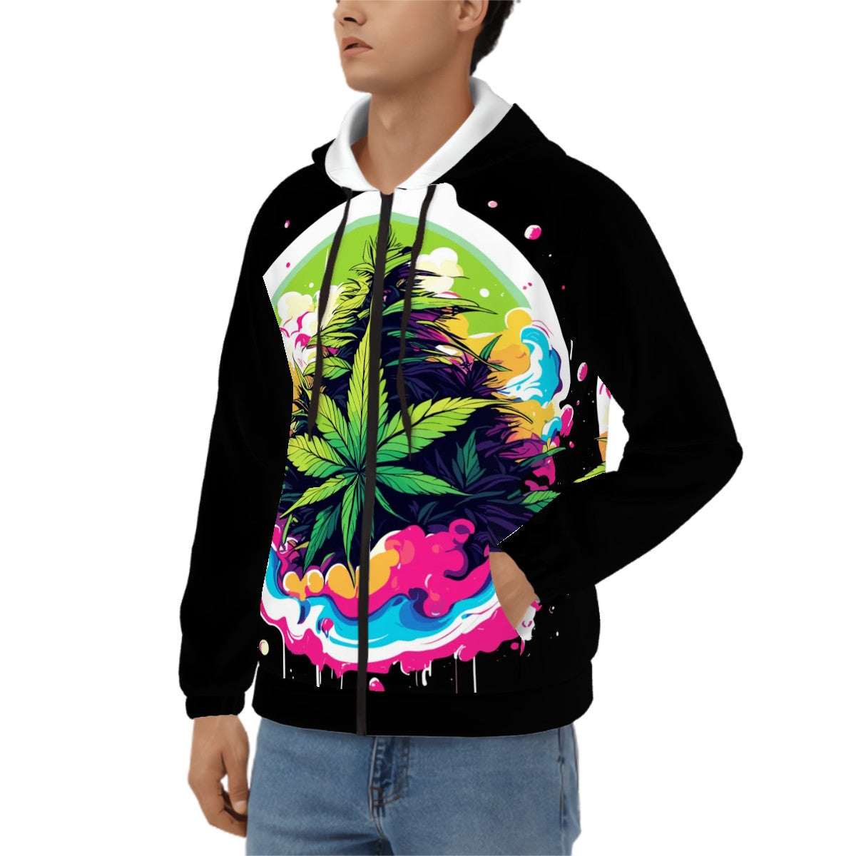 Men's Zip Up Hoodie Black