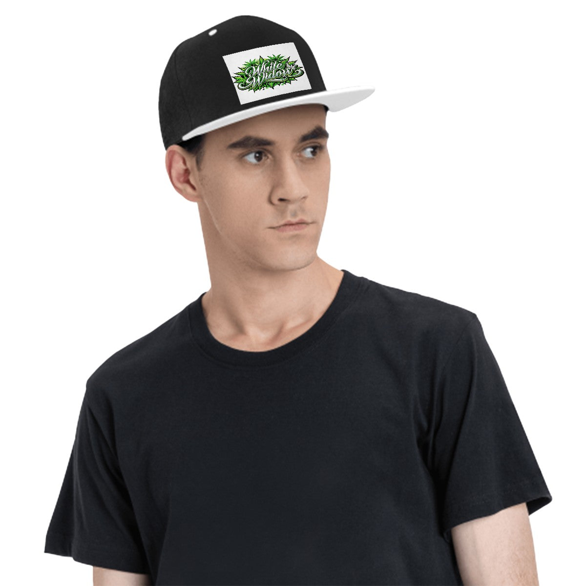 Black White Widow Flat Bill Hats Hip Hop Style Front Pattern