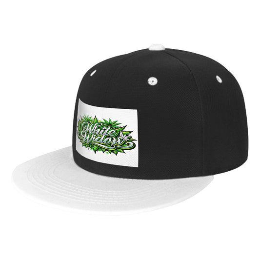 Black White Widow Flat Bill Hats Hip Hop Style Front Pattern