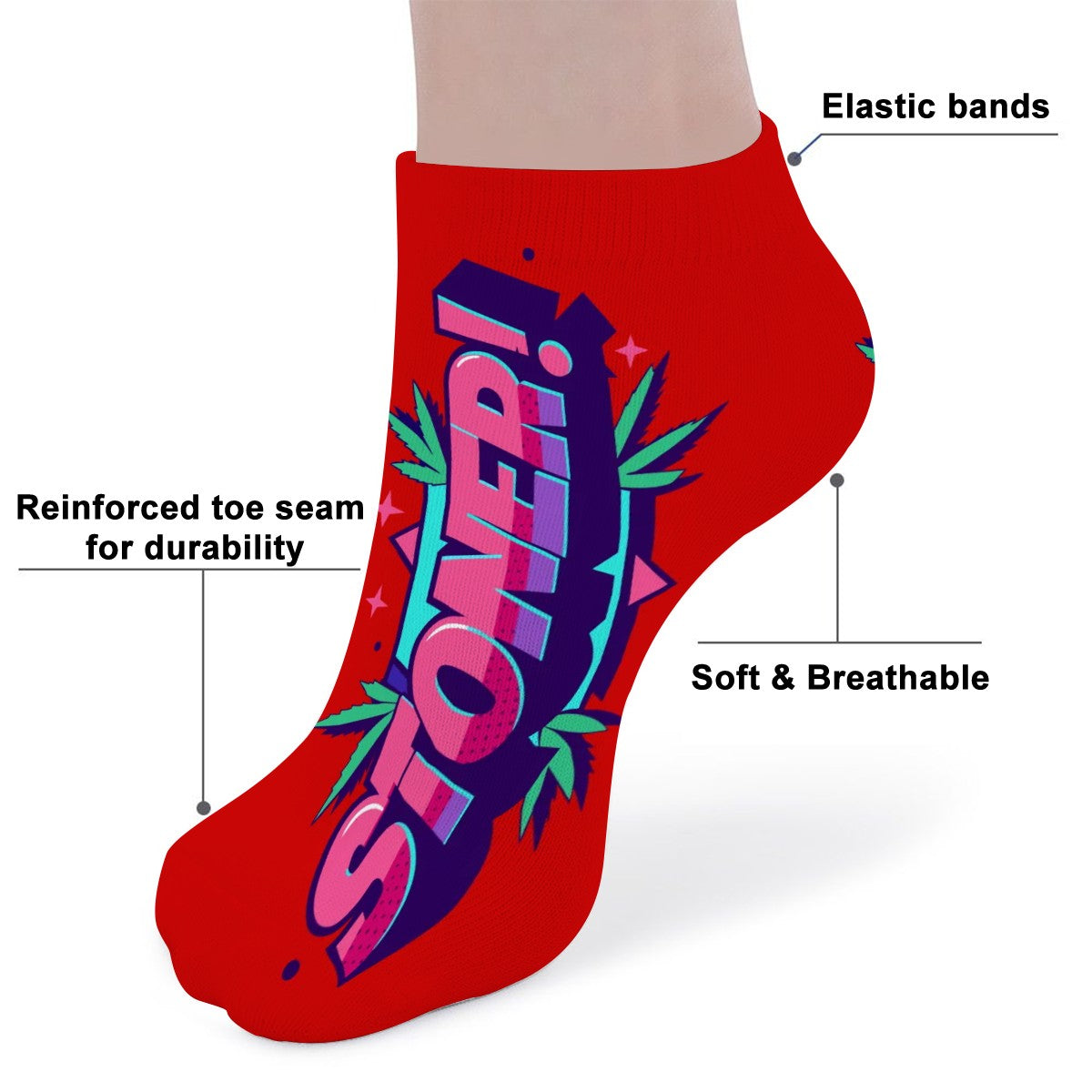 Red Stoner Ankle Socks