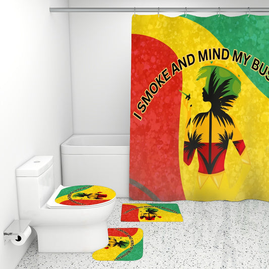 Bathroom Rugs Set with Shower Curtain 4 pcs We Smoke And Mind My Business Bages