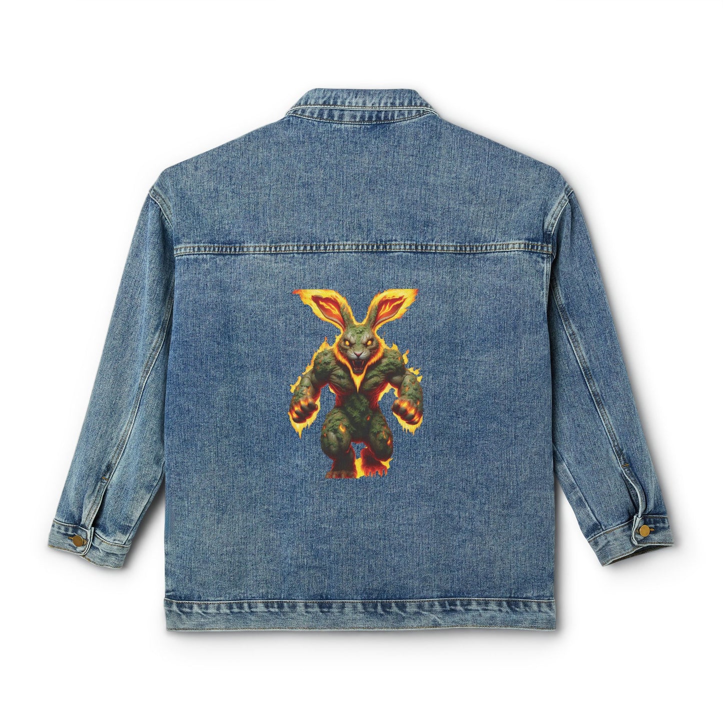 Graphic Women's Denim Jacket with Bold Character Design