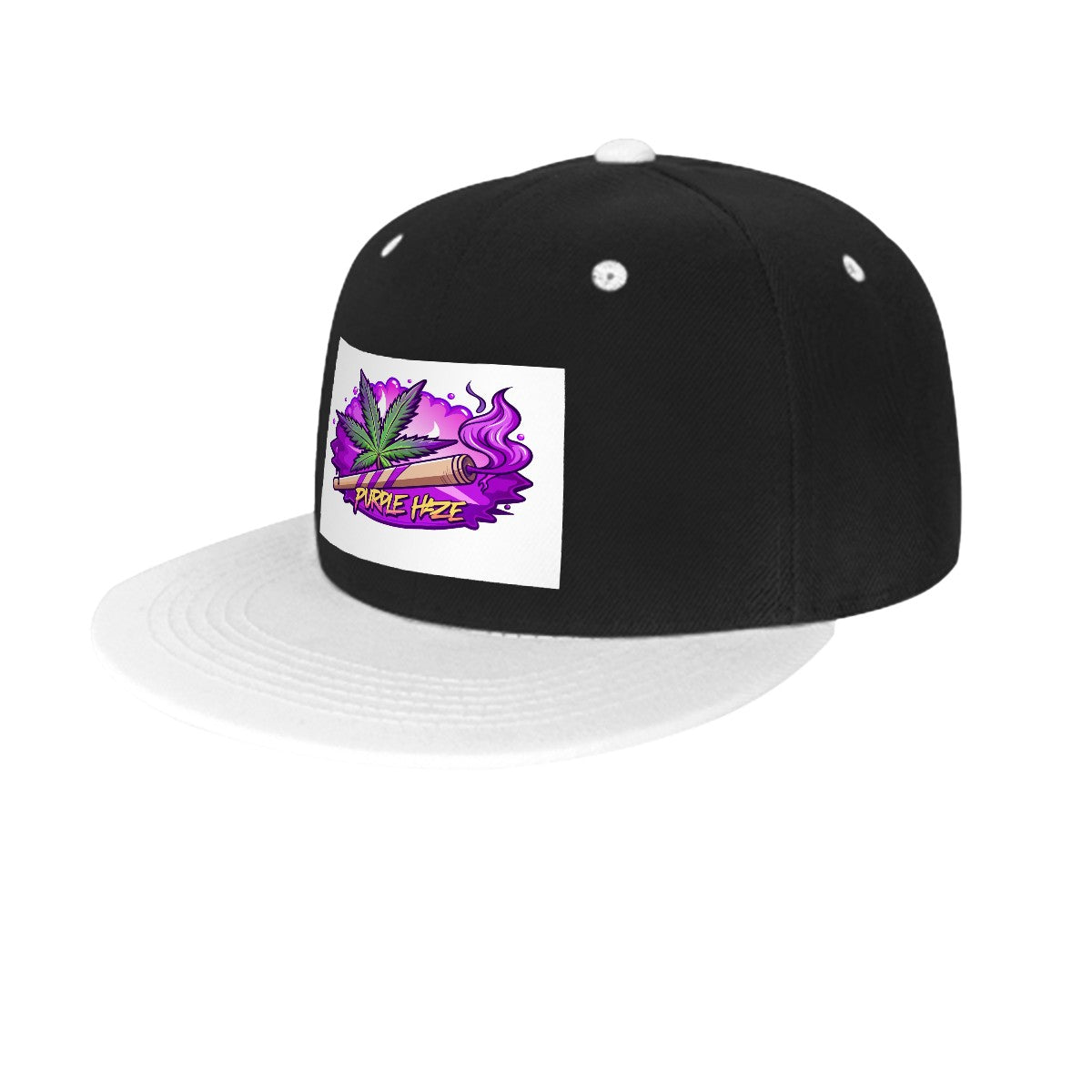Purple Haze White Flat Bill Hats Hip Hop Style Front Pattern
