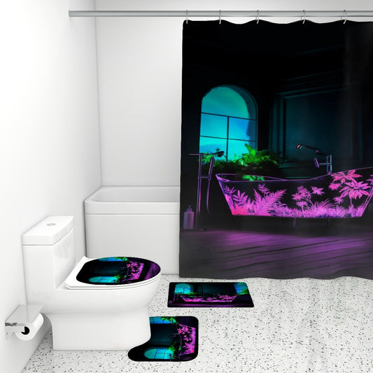 Purple Dream Bathroom Rugs Set with Shower Curtain 4 pcs
