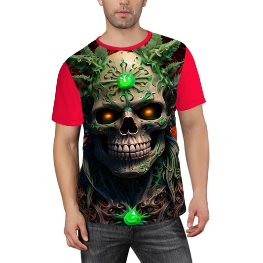 Men's Short Sleeve T Shirt Pink Skull