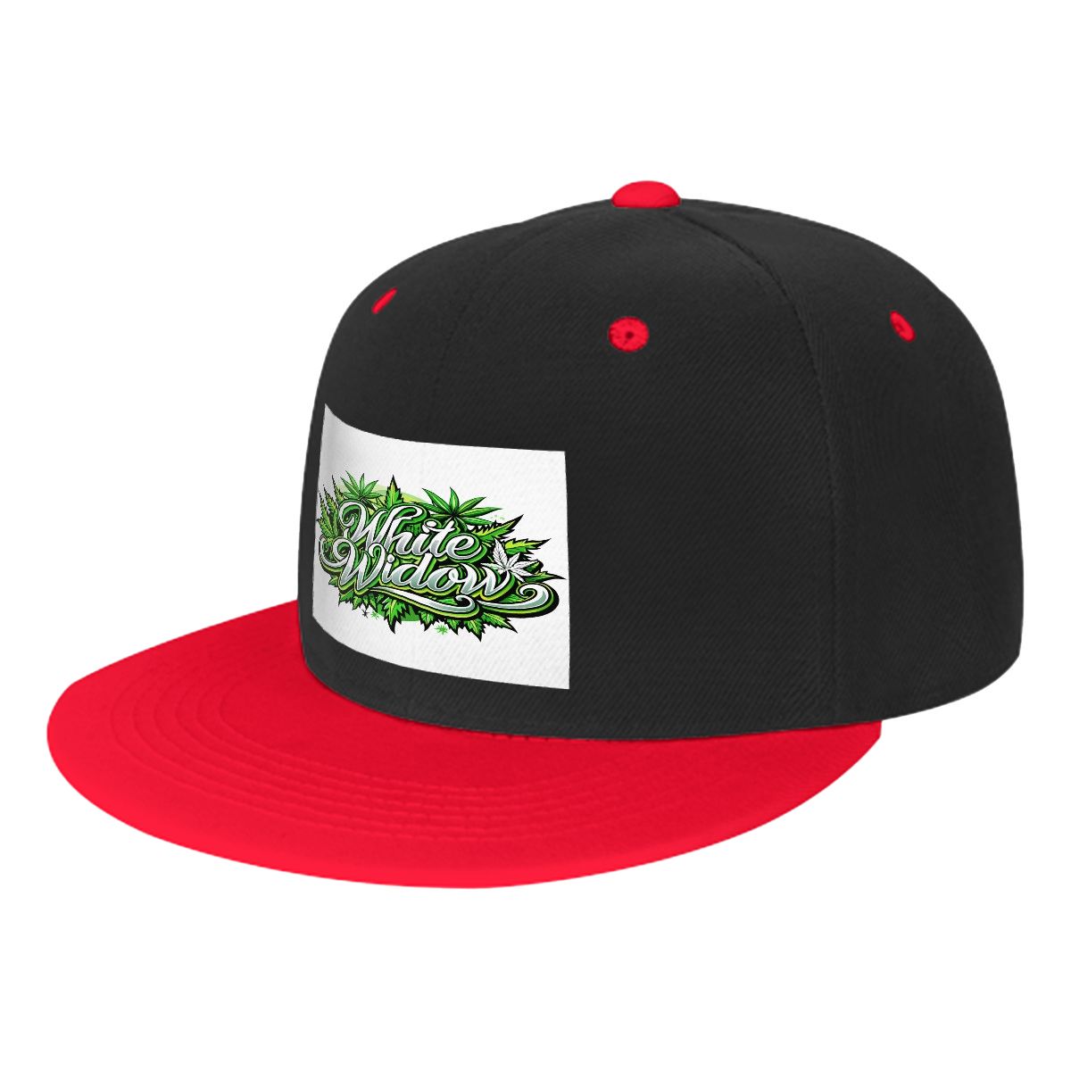 Black White Widow Flat Bill Hats Hip Hop Style Front Pattern
