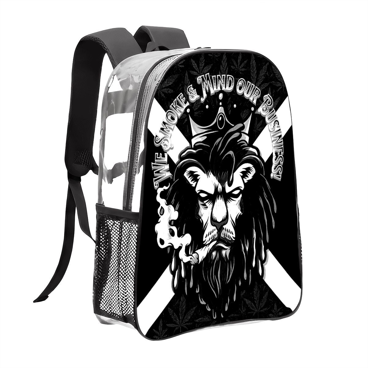 Black and White Jamaican We Mind Our Business Clear Transparent Backpack