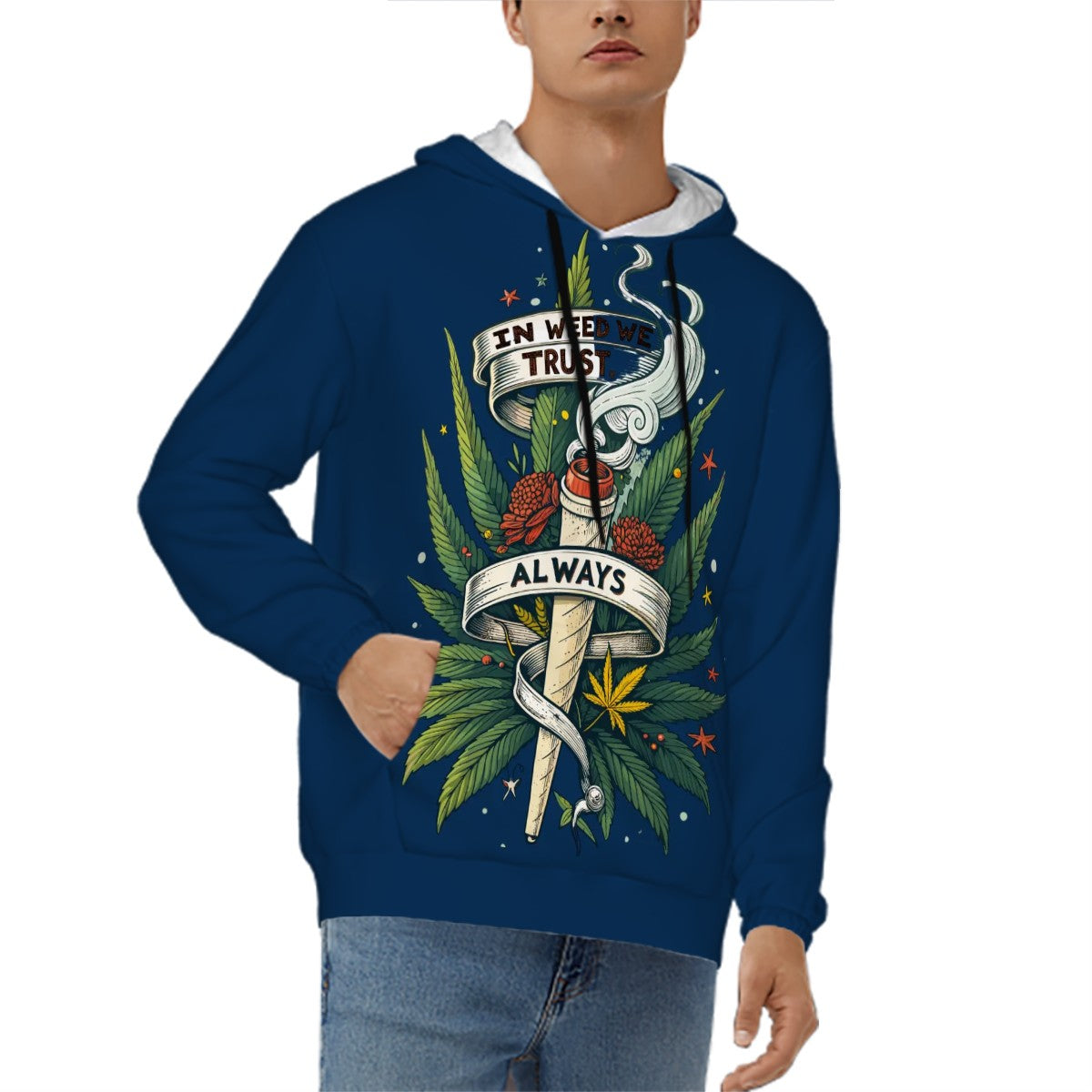 Mens Hoodie with Pockets Blue