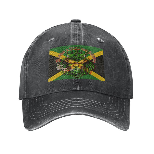 Men Jamaican I Mind My Business Unisex Washed Denim Baseball Cap