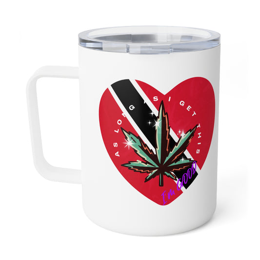 Colorful Insulated Coffee Mug - 10oz with Cannabis Heart Design