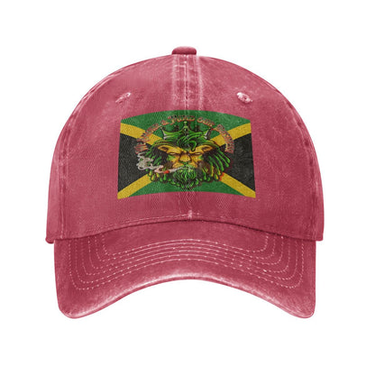 Men Jamaican I Mind My Business Unisex Washed Denim Baseball Cap - Breathable Comfort With Sweatband And Buckle - Cannabis Creations