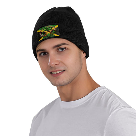 Men's Jamaican Knitted Hat with Velvet Patches