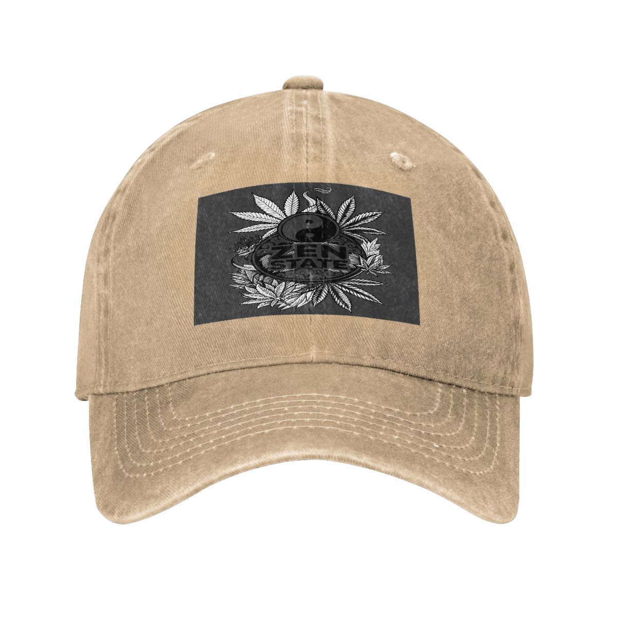 Black Zen Unisex Washed Denim Baseball Cap