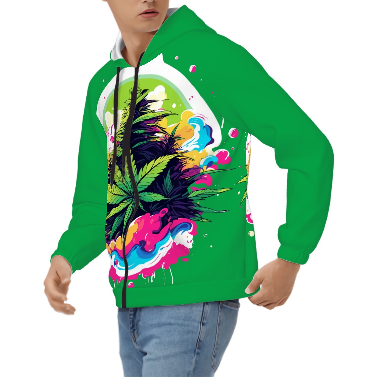 Men's Zip Up Hoodie Green