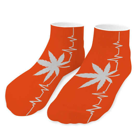 Ankle Socks Orange and White My Heart Beats