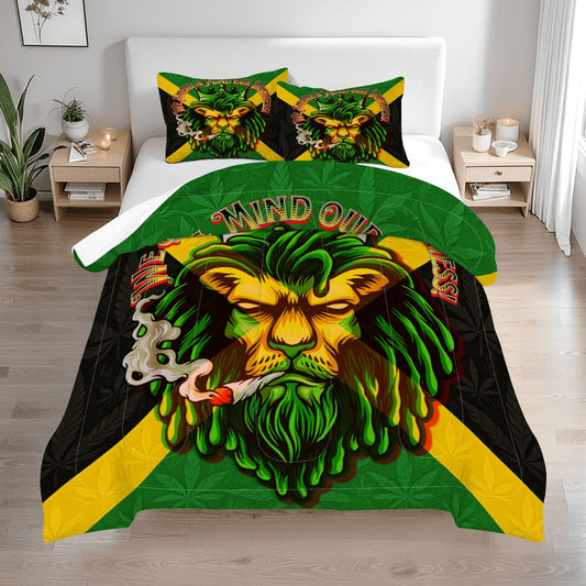 Jamaican  We Mind Our Business Queen Comforter Set