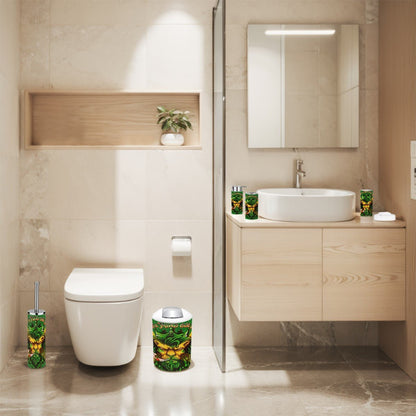 Jamaican We Mind Our Business Bathroom Accessories Set 5 Pieces - Durable Plastic Waterproof And Stain Resistant - Cannabis Creations