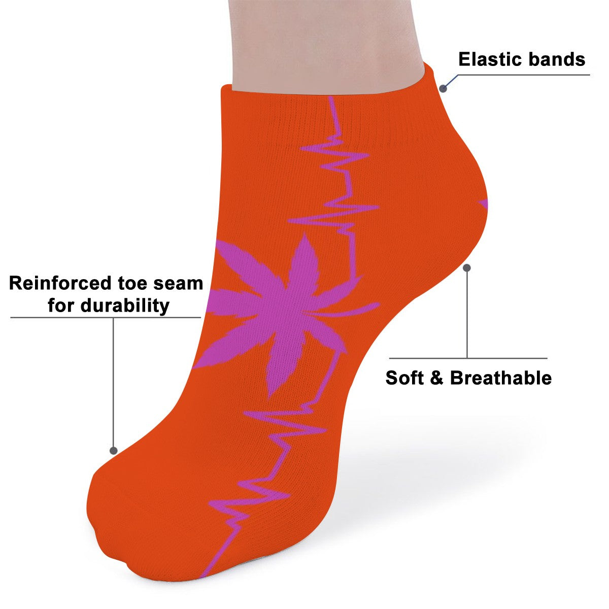 Ankle Socks Orange My heart Beats