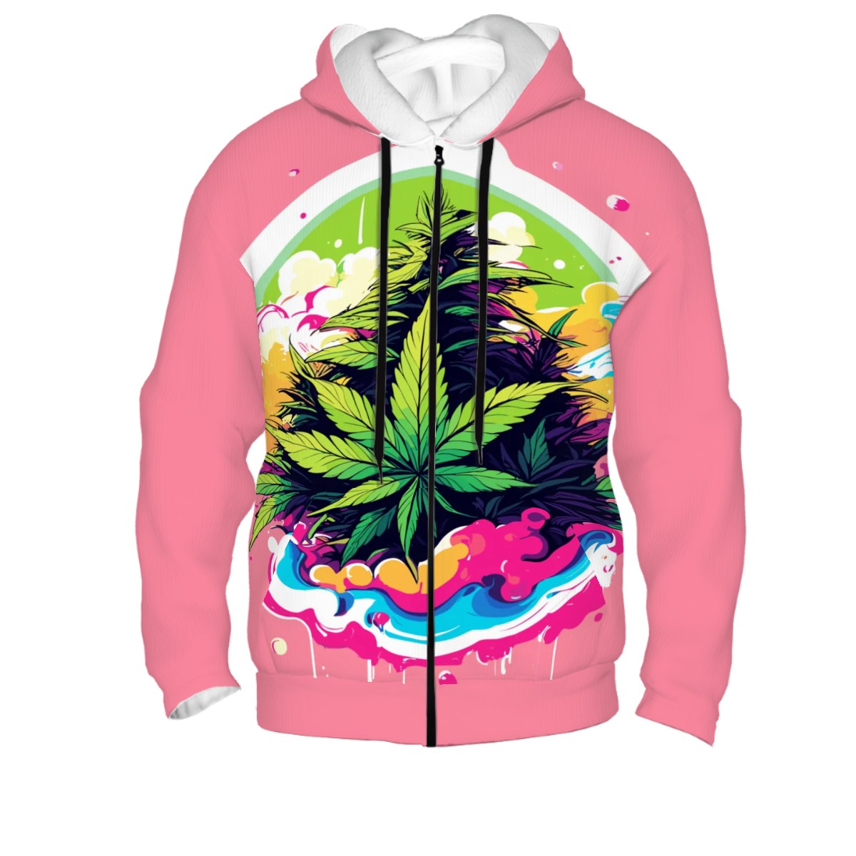 Men's Zip Up Hoodie Pink