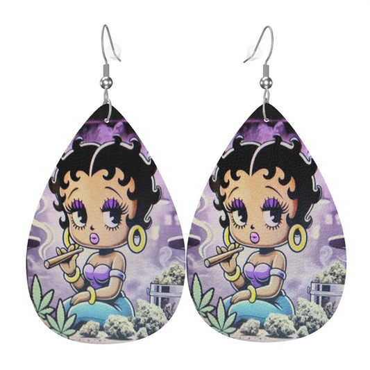 Betty Boo Leather Teardrop Earrings