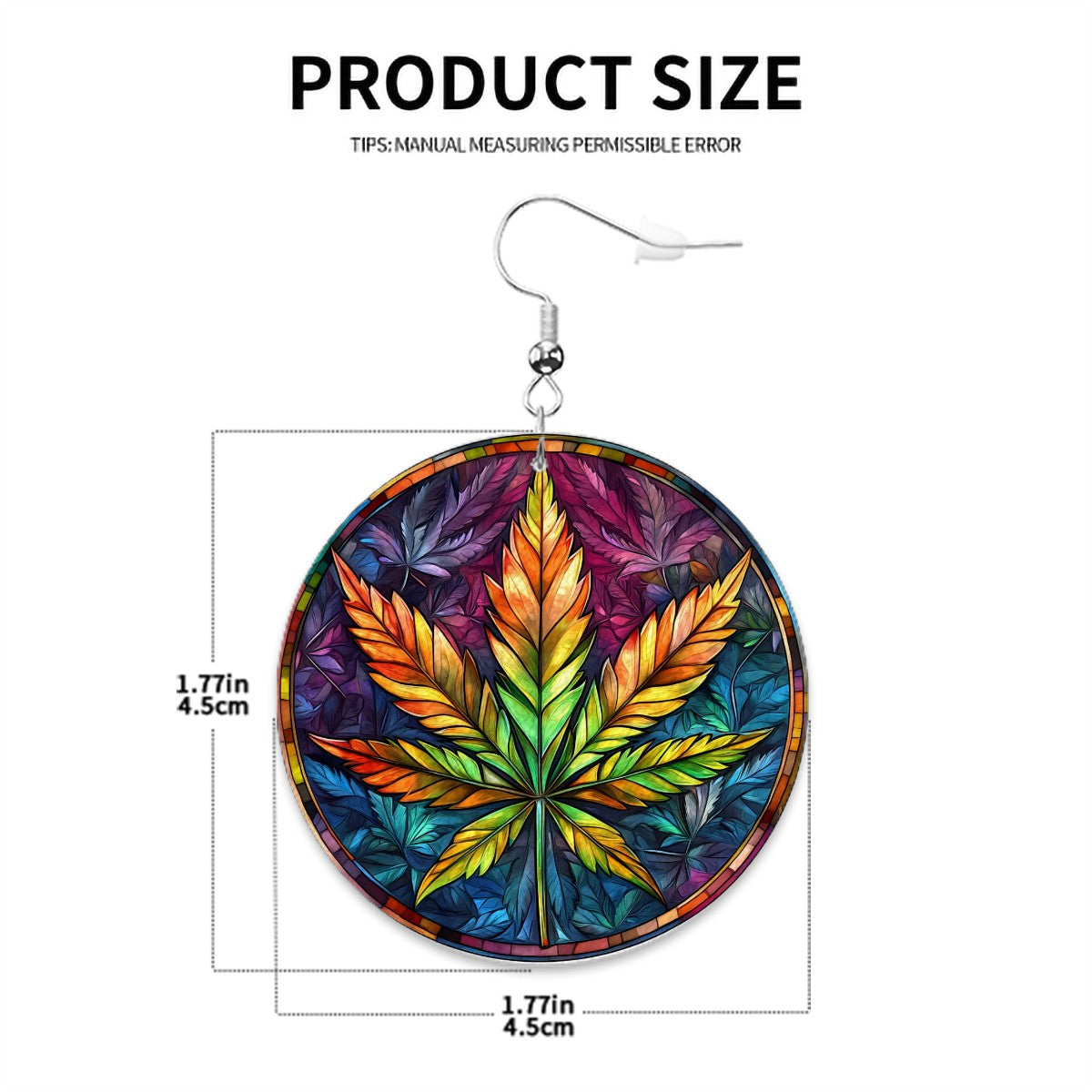 Cannabis Leaf Leather Round Earrings