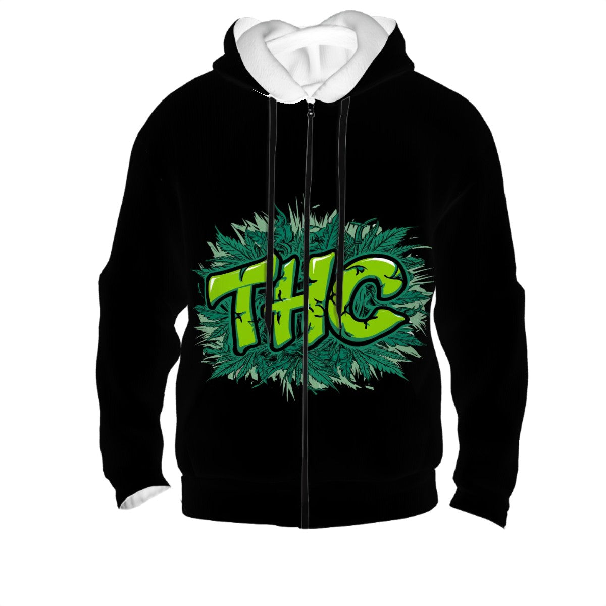 Men's Zip Up Hoodie THC Black