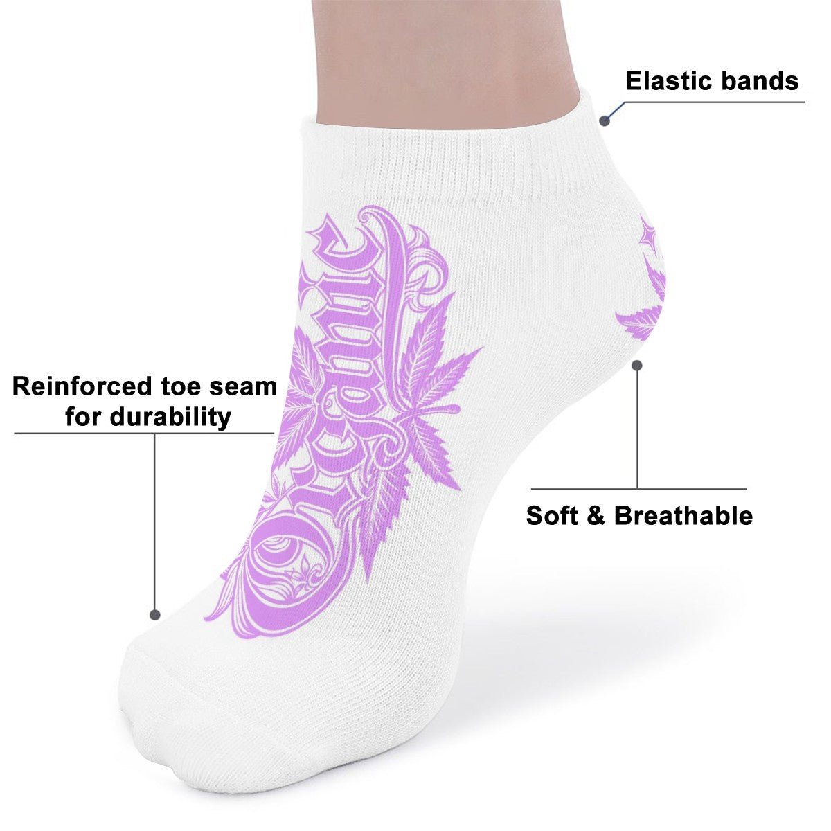White and Pink  Ankle Socks