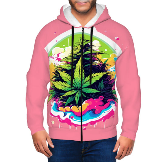 Men's Zip Up Hoodie Pink