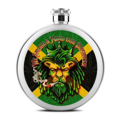 Caribbean Craft Jamaican Round Flask 5oz Mirror Smooth Food Grade Stainless Steel With Leak Proof Cap - Cannabis Creations