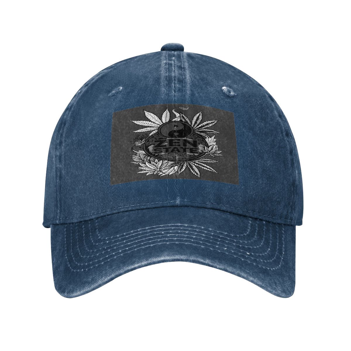 Black Zen Unisex Washed Denim Baseball Cap
