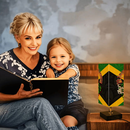 AzureLoom Jamaican Square Table Lamp With USB Ports And Remote Control Soft Linen Shade For Cozy Ambience - Cannabis Creations