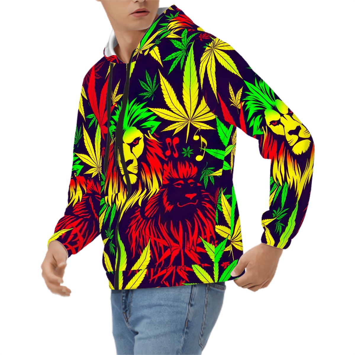 Men's Zip Up Hoodie Lion of Juda